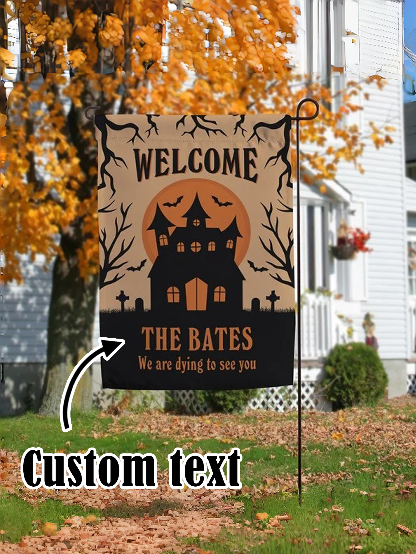 Custom Halloween Haunted House Garden Flag